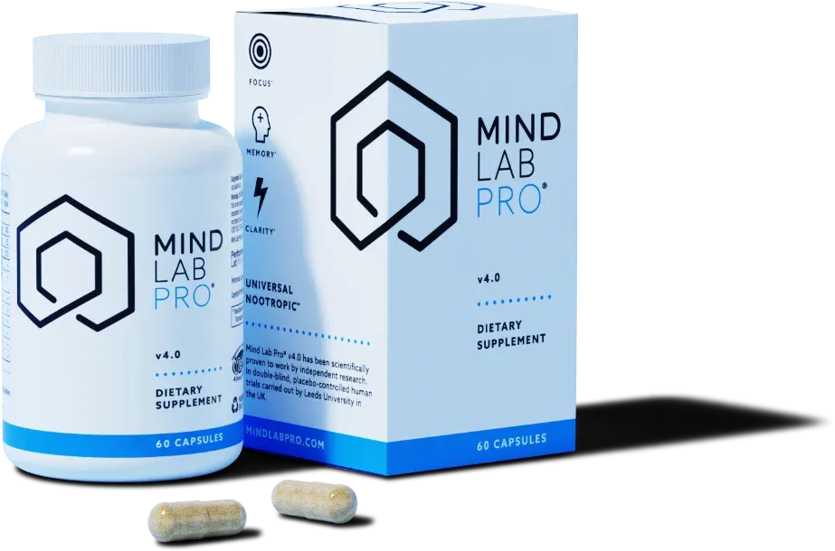 Mind Lab Pro nootropic supplement bottle and box, 60 capsules